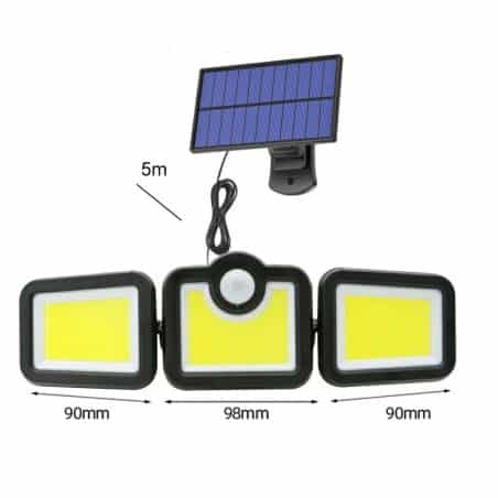 Projecteur de phares solaires LED puissant avec panneau solaire connecté