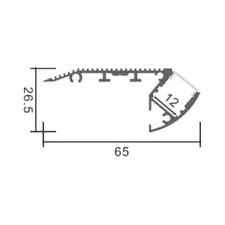 Profilé aluminium escalier Ruban LED 2m