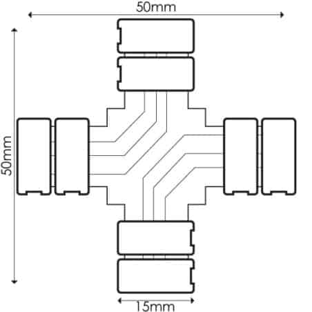 Connecteur en croix Ruban LED 10mm