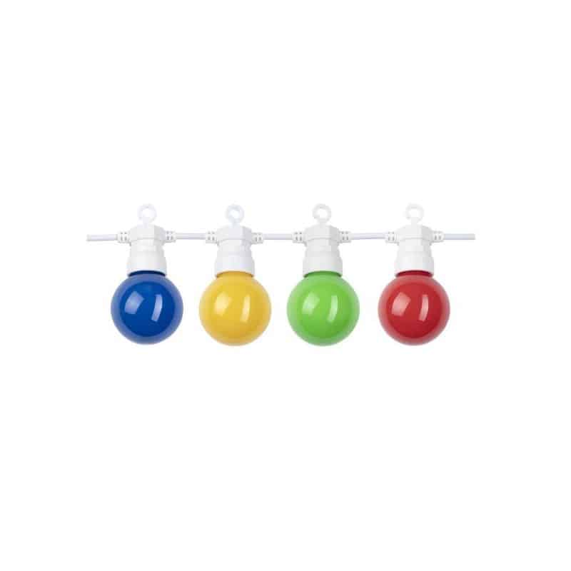 Guirlande lumineuse de 13m avec 20 ampoules colorées 6W G45 IP65 Blanche