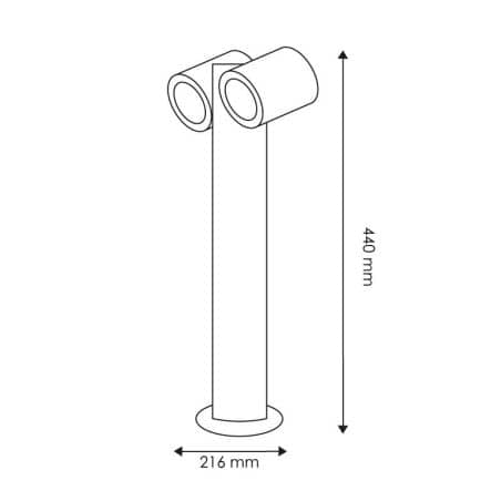 Potelet extérieur double orientable 44cm noir