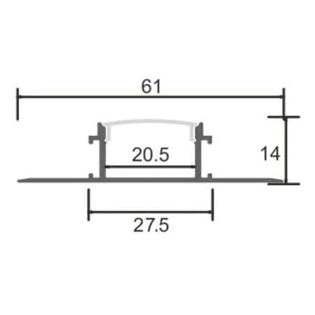 Profilé Alu encastrement Ruban LED 14x27,5mm