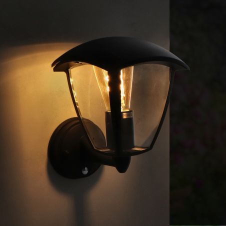 Applique Murale extérieur E27 noir IP44 avec détecteur