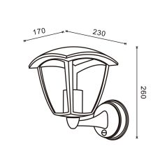 Applique Murale extérieur E27 noir IP44 avec détecteur