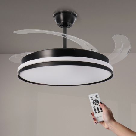 Ventilateur Plafond 40W Noir et Blanc CCT6000K-4000K-3000K