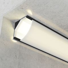 Profilé aluminium d'angle Laqué Noir Ruban LED 16x16mm