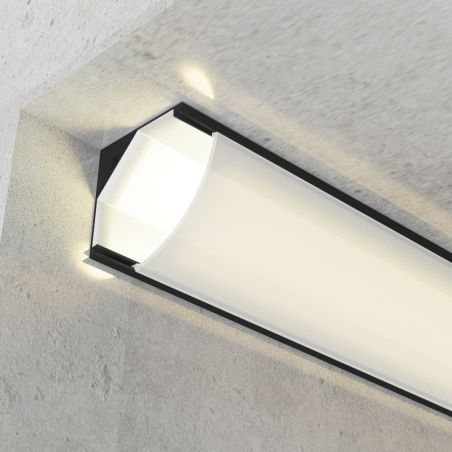 Profilé aluminium d'angle Laqué Noir Ruban LED 16x16mm