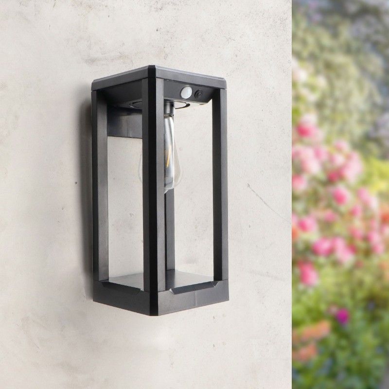 Applique Murale Solaire LED Noire 2.5W IP54 avec Détecteur