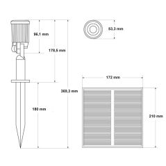 4 Spots LED Solaires Extérieurs sur Piquet 5W IP65