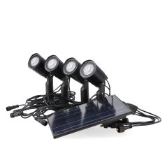 4 Spots LED Solaires Extérieurs sur Piquet 5W IP65