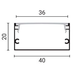 Profilé aluminium Noir Ruban LED 40x20mm