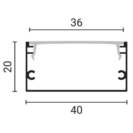 Profilé aluminium Noir Ruban LED 40x20mm