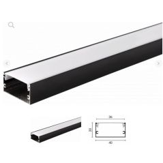 Profilé aluminium Noir Ruban LED 40x20mm