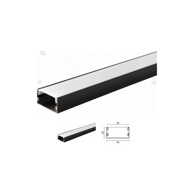 Profilé aluminium Noir Ruban LED 40x20mm Profilé aluminium Noir Ruban LED 40x20mm