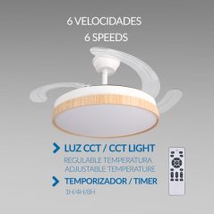 copy ofVentilateur Plafond 40W Noir et Bois CCT6000K-4000K-3000K