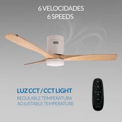 Ventilateur Plafond 40W Blanc et Bois CCT6000K-4000K-3000K