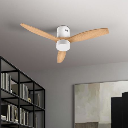 Ventilateur Plafond 40W Blanc et Bois CCT6000K-4000K-3000K