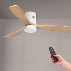 Ventilateur Plafond 40W Blanc et Bois CCT6000K-4000K-3000K