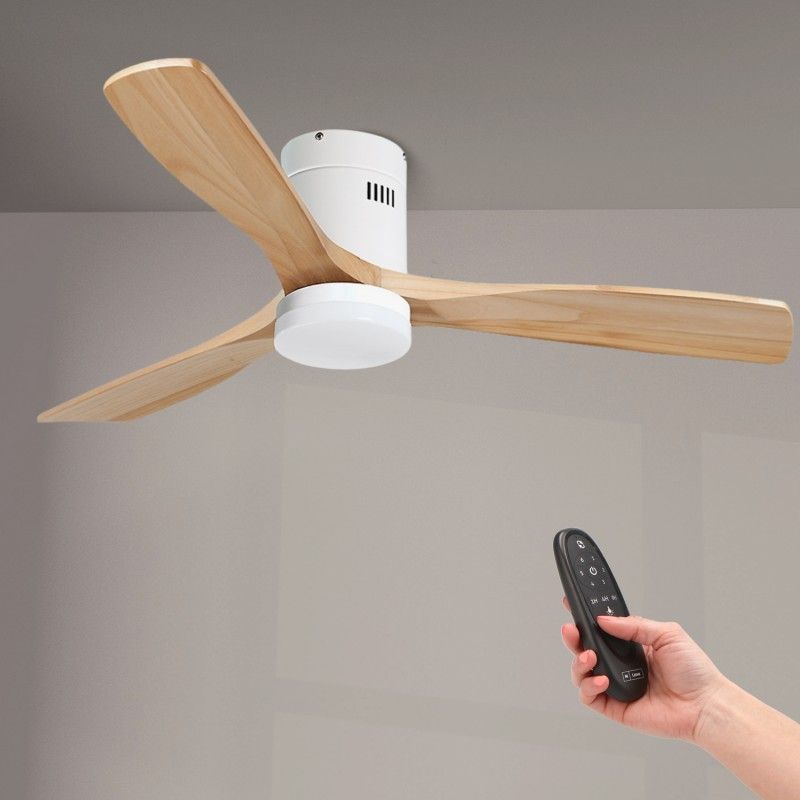 Ventilateur Plafond 40W Blanc et Bois CCT6000K-4000K-3000K
