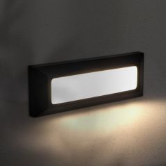 Spot Escalier LED Rectangulaire 5W Noir IP54 Encastrable – Balise Murale Étanche