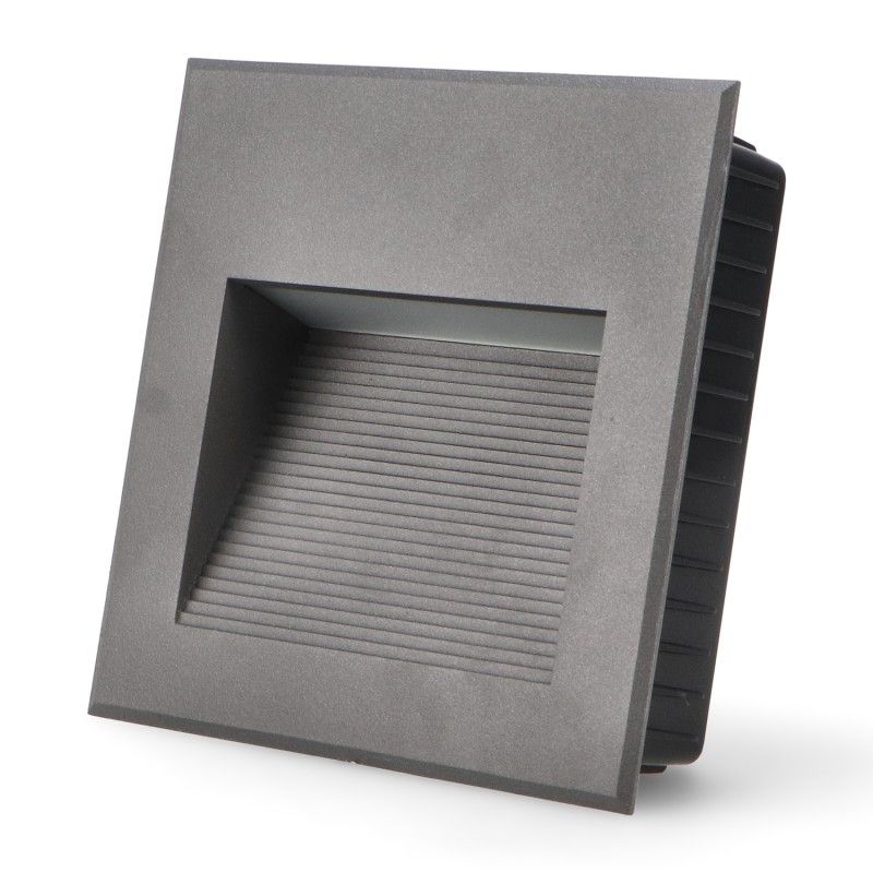Spot Escalier LED Carré 10W Noir IP65 Encastrable – Balise Murale Étanche