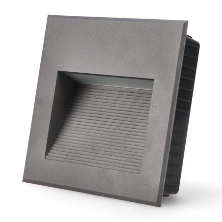 Spot Escalier LED Carré 10W Noir IP65 Encastrable – Balise Murale Étanche