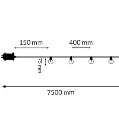 Guirlande lumineuse LED 7,5m 10W IP44 – Extérieur étanche 2700K