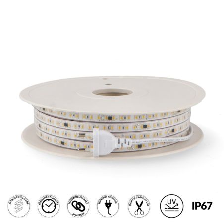 Ruban LED 220V 12W/m IP67 Blanc Neutre 4000K – Bande Lumineuse pour Extérieur et Intérieur