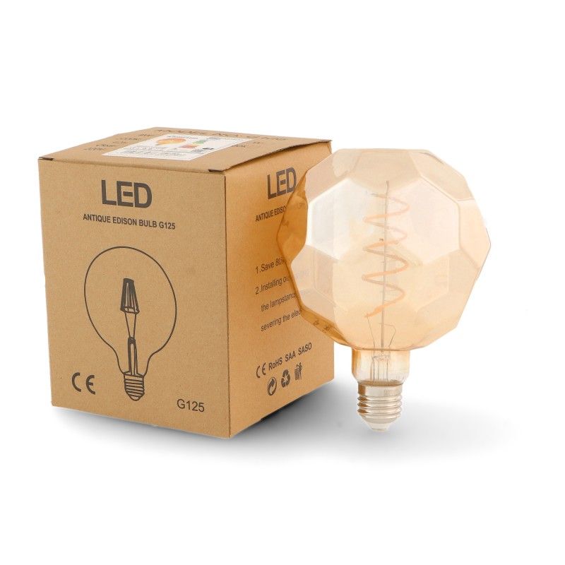 Ampoule LED E27 4W G125 Filament Spirale – Équivalent 30W Halogène – Style Vintage décoratif Ampoule LED E27 4W G125 Filament Spirale – Équivalent 30W Halogène – Style Vintage décoratif