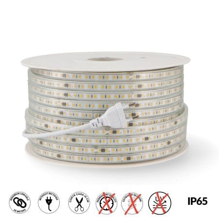 Ruban LED 220V 12W/m IP65 Ambre 2300K  – Bande Lumineuse pour Extérieur et Intérieur