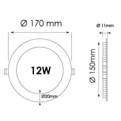 Spot extra plat 12W Argent