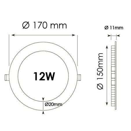 Spot extra plat 12W Argent