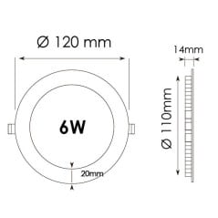 Spot extra plat 6W Noir