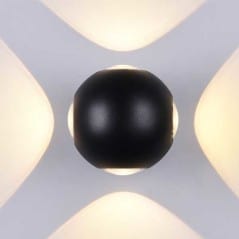 Applique murale ronde 4W noire