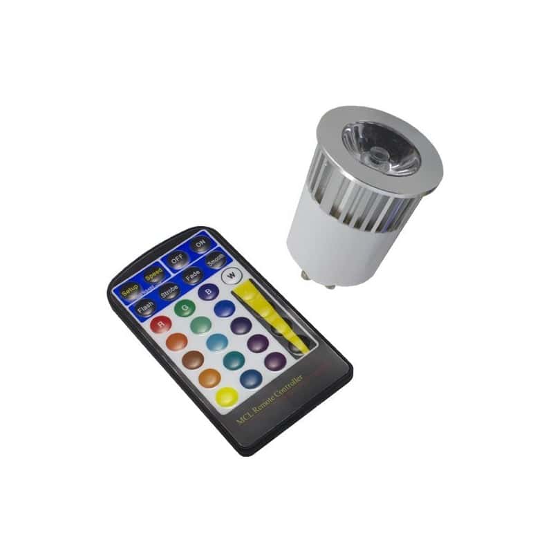 Ampoule GU10 5W 50° RGB avec télécommande Ampoule GU10 5W 50° RGB avec télécommande