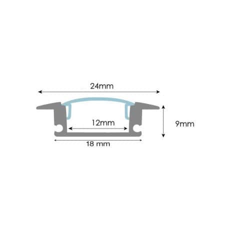 Profilé alu encastrement Noir Ruban LED