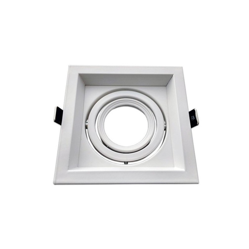 Spot encastré carré GU10 diamètre perçage 110x110 mm blanc inclinable
