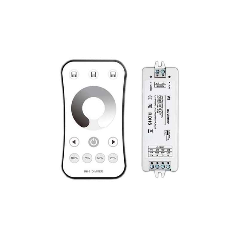 Contrôleur Ruban led 12-24V 288W monocouleur - Radiofréquence avec Télécommande