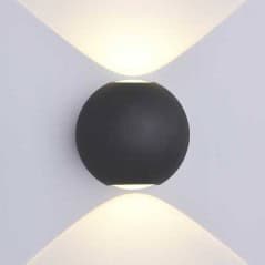 Applique murale ronde 6W ronde noir