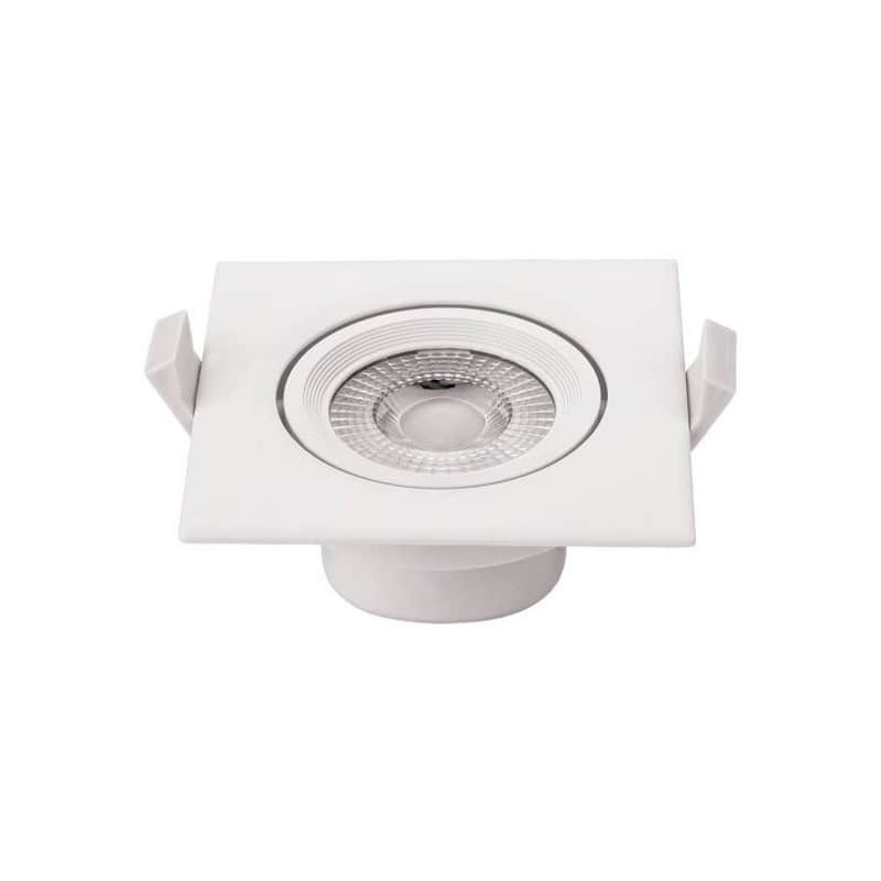 Spot LED orientable 7W COB carré blanc – Encastrable Ø75mm – Éclairage intérieur